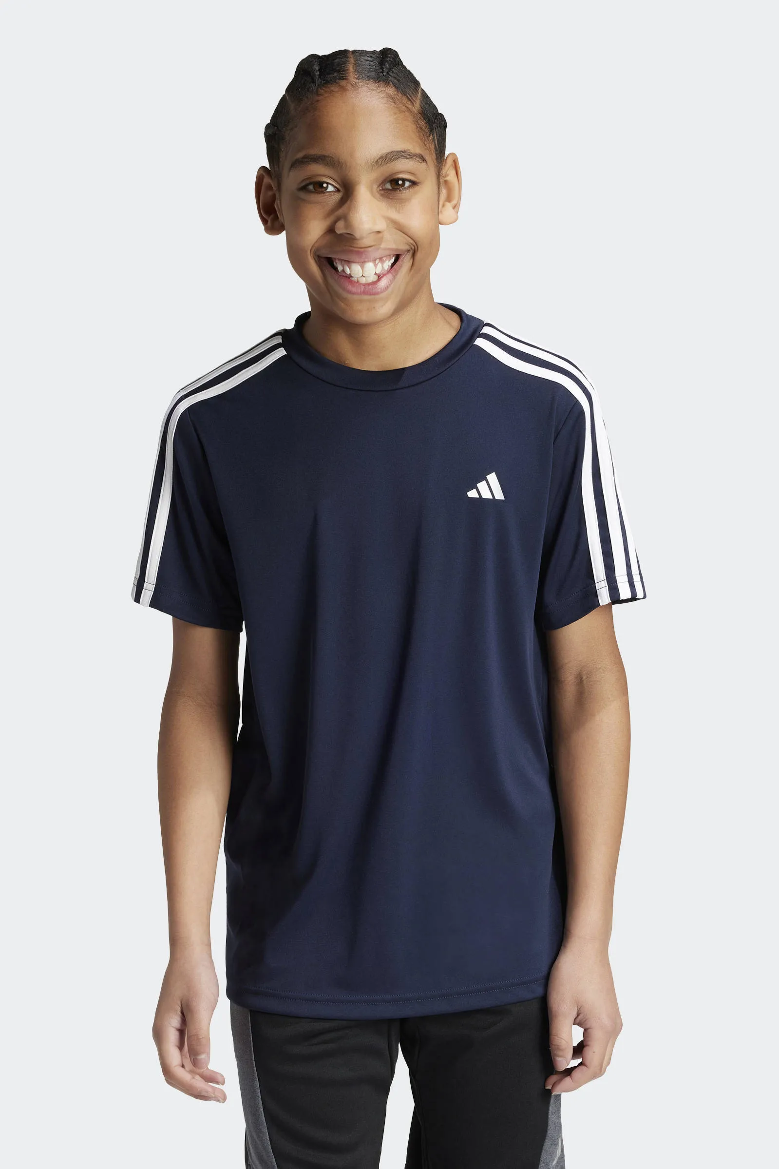 ADIDAS SPORTSWEAR SPORTSHIRT DONKERBLAUW WIT SPORT TSHIRT JONGENS POLYESTER RONDE HALS 176