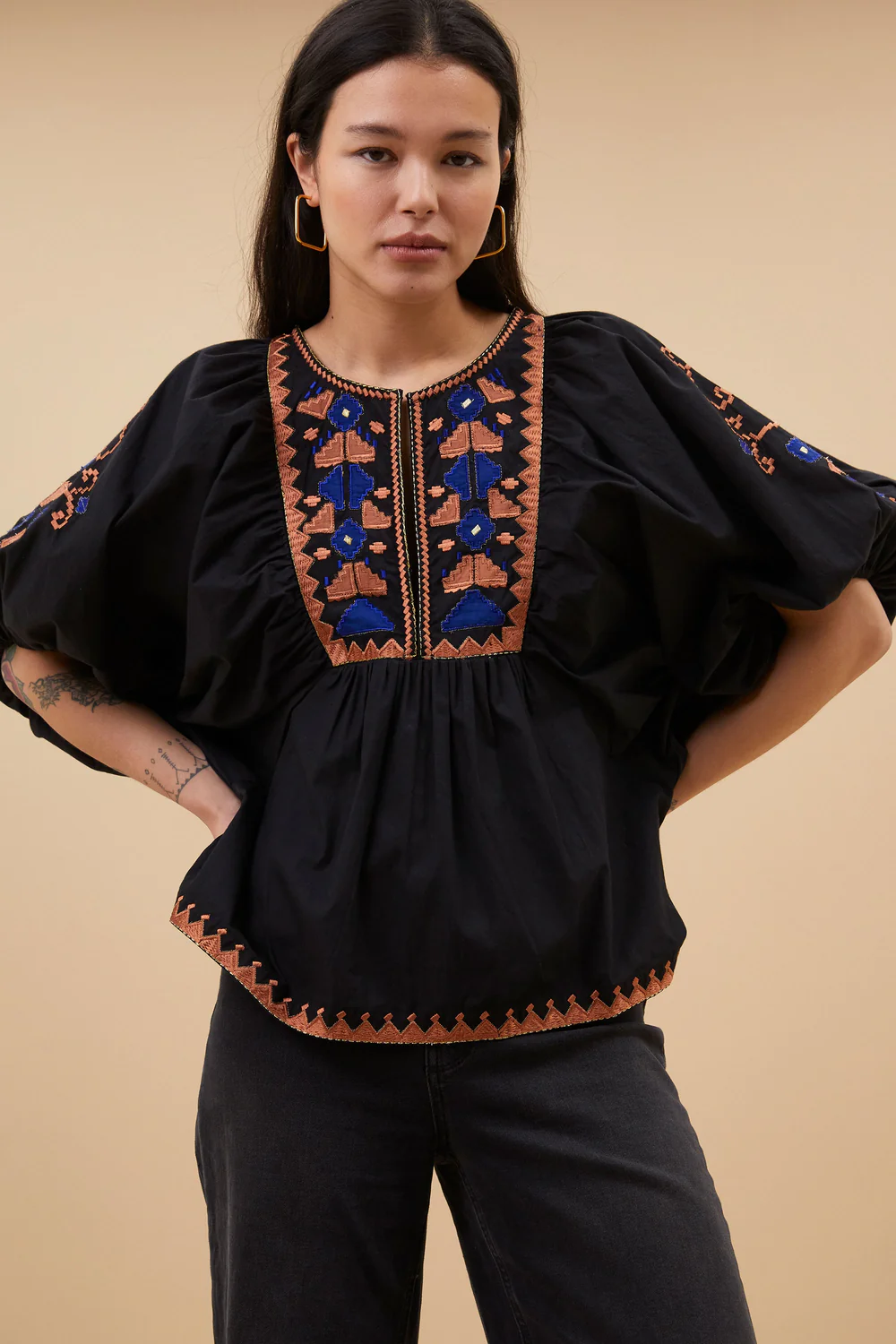 by bar gabie embroidery blouse jet black 24512001