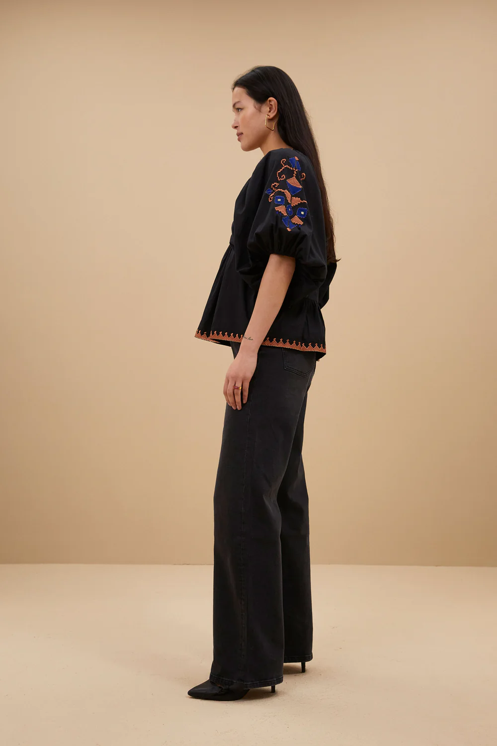 by bar gabie embroidery blouse jet black 24512001