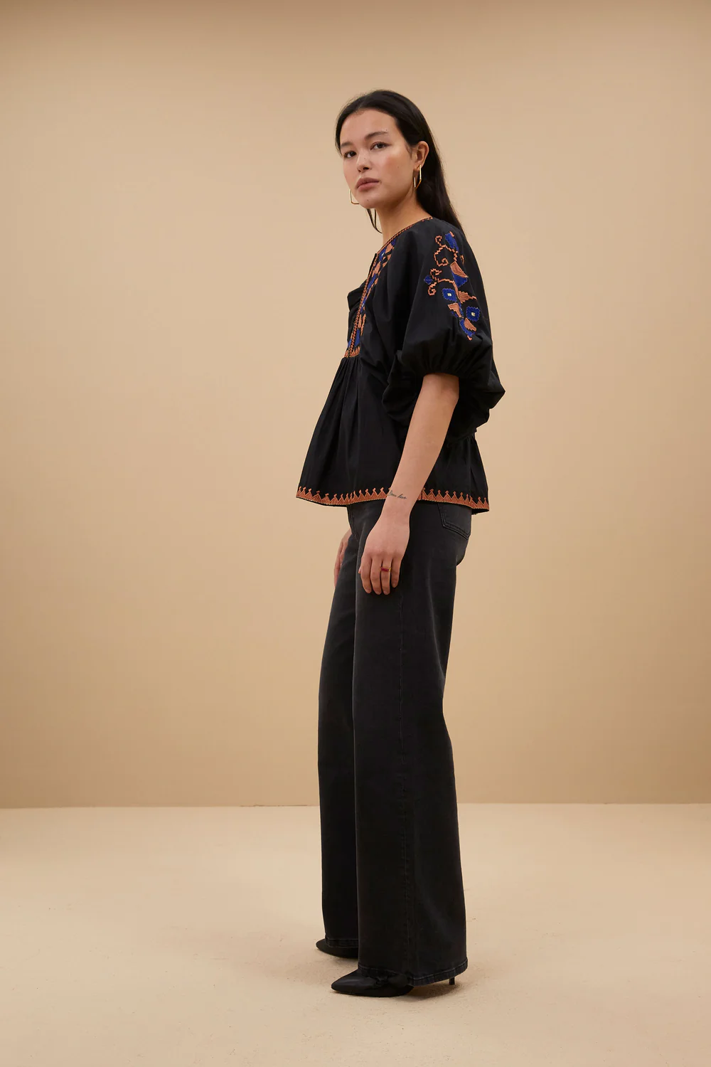 by bar gabie embroidery blouse jet black 24512001
