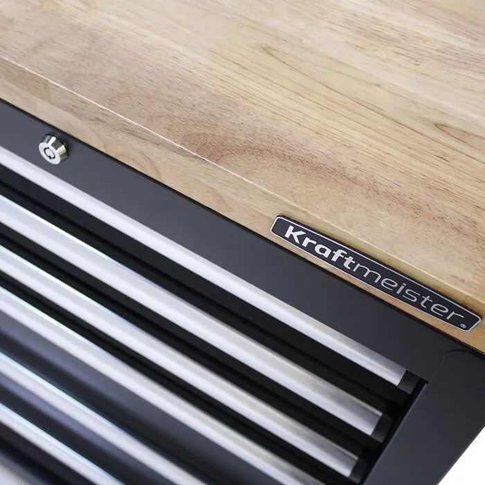 Kraftmeister Pro werkbank met gereedschapswand 6 lades eiken 200 cm zwart