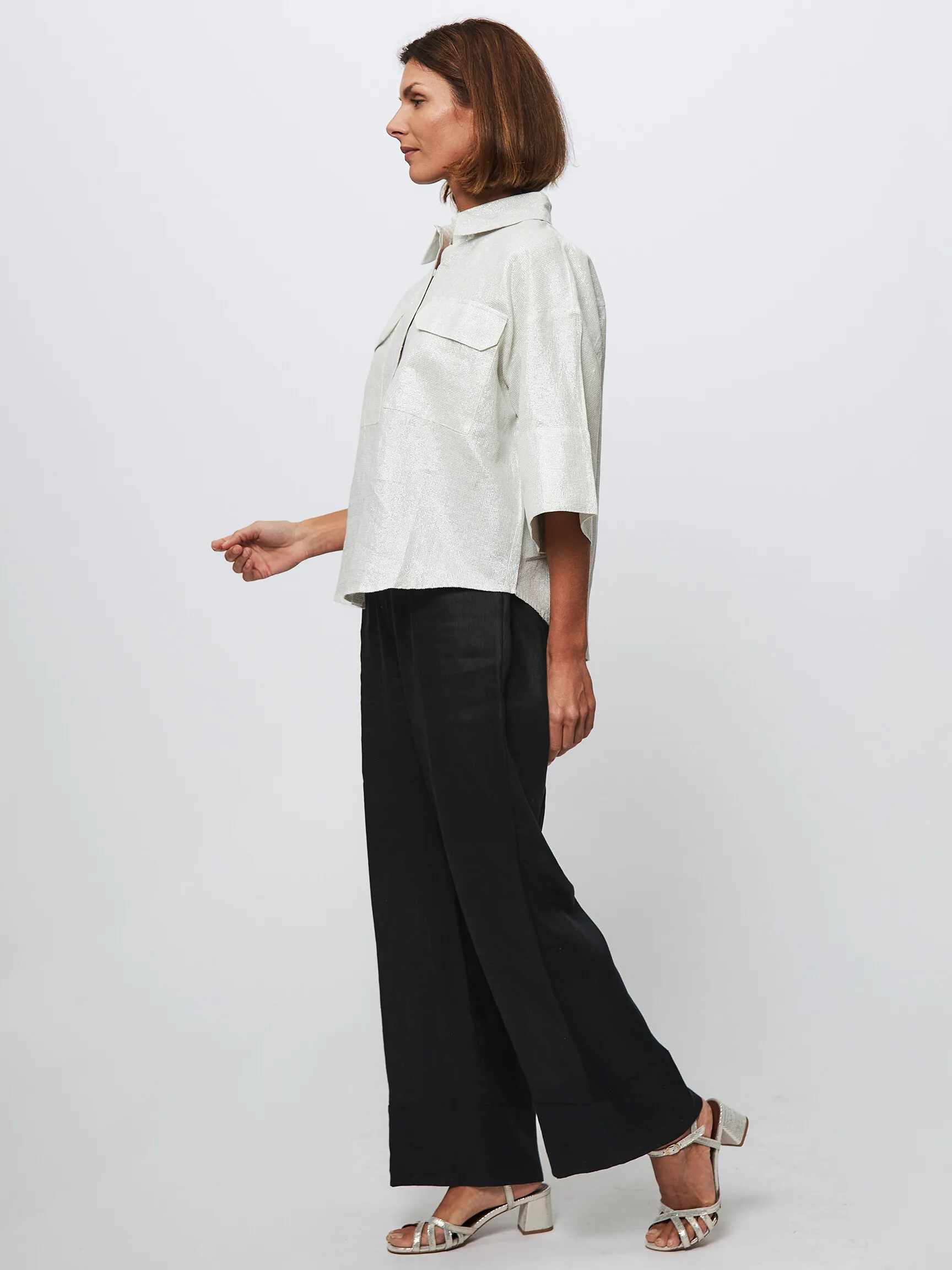 Mes Demoiselles Sybil, linnenmix blouse met lurex