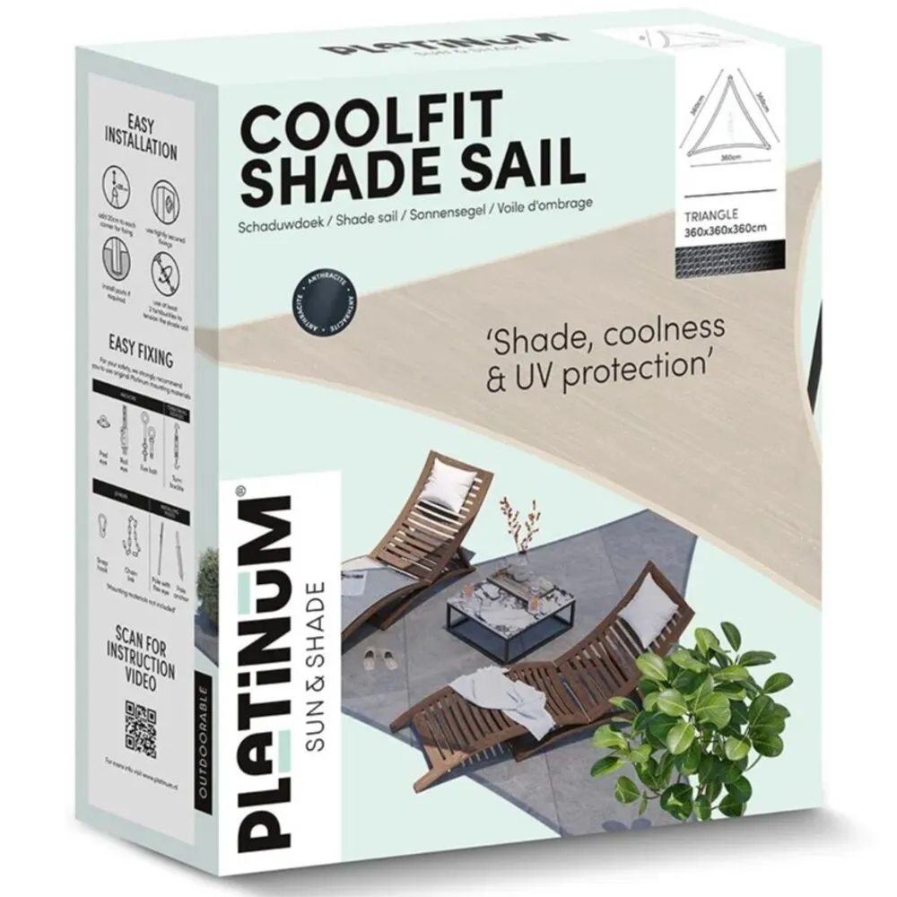 Platinum Platinum Sun & Shade Coolfit schaduwdoek driehoek 360x360x360cm Greige