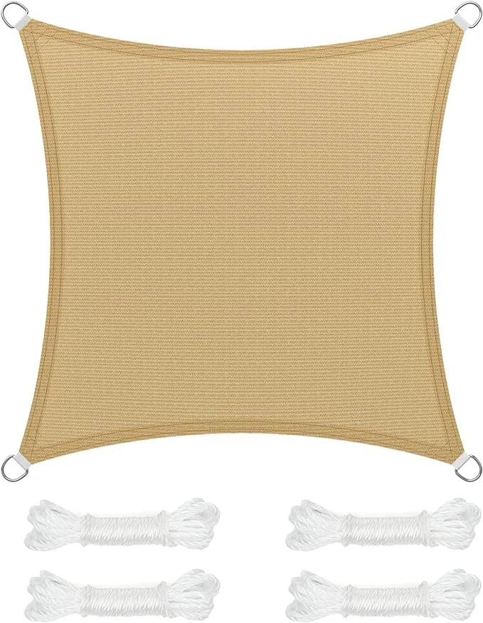 RECHTHOEKIG ZONNEZEIL/SCHADUWDOEK; 3 X 3 M; VAN HDPEKUNSTSTOF (POLYETHYLEEN); SCHEURT NIET; IS WEERBESTENDIG; MET UVBESCHERMIN