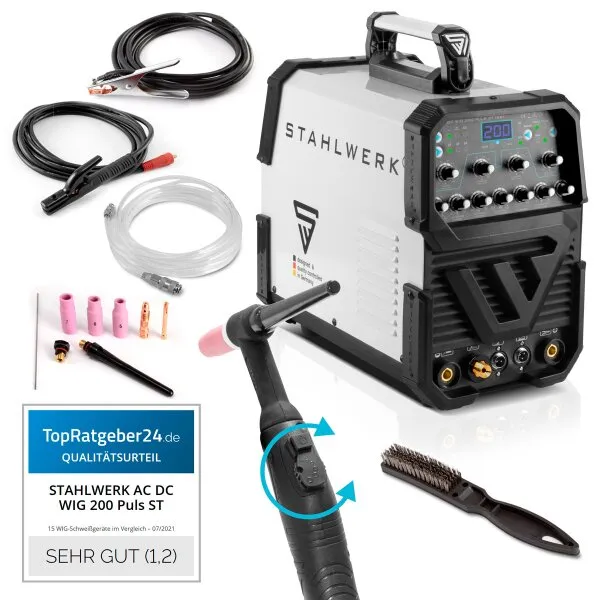 STAHLWERK AC/DC TIG 200 puls ST IGBT / 200 A TIG & MMA lasapparaat met pulsfunctie / Aluminium lasapparaat