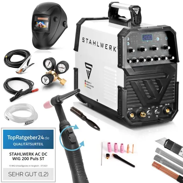 STAHLWERK AC/DC TIG 200 puls ST IGBT volledig uitgerust / 200 A TIG & MMA lasapparaat met pulsfunctie / Aluminium lasapparaa