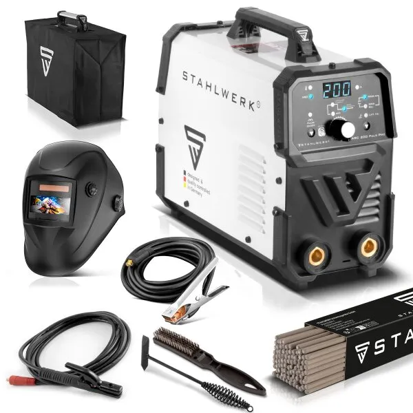 STAHLWERK ARC 200 PULS PRO ELEKTRODE LASAPPARAAT MET VOLLEDIGE UITRUSTING, COMPACTE MMA | EHAND | LIFTTIG OMVORMER MET 200 A, 