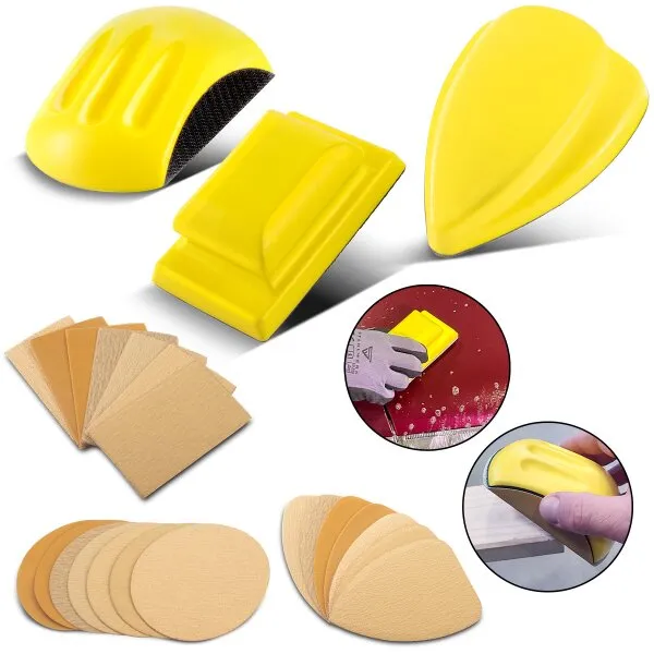 STAHLWERK handschuurblok set van 3 met korrel P80 | P100 | P120 | P150 | P180 | P240 | P320, schuurblok | schuurspons | schuurpa