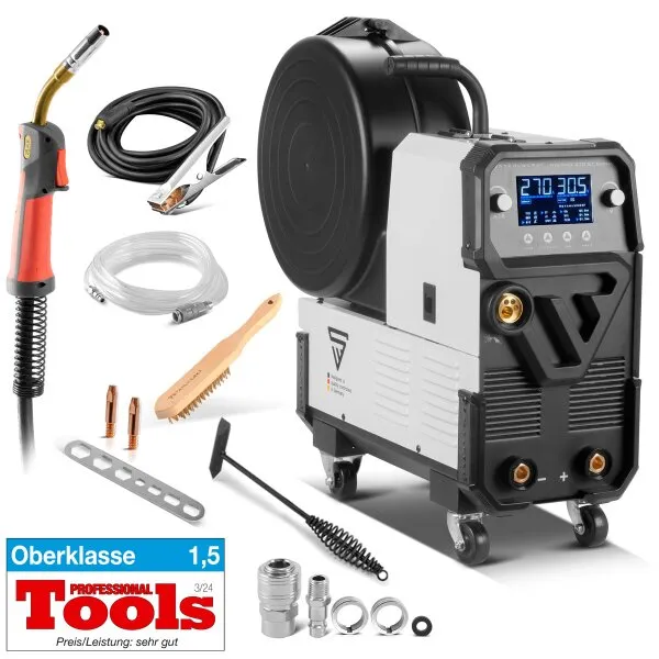 STAHLWERK LASAPPARAAT MIG MAG 270 DIGITAAL IGBT 4IN1 GASDICHT LASAPPARAAT | INVERTER MET 270 A, PUNTFUNCTIE, SYNERGISCHE DRAAD
