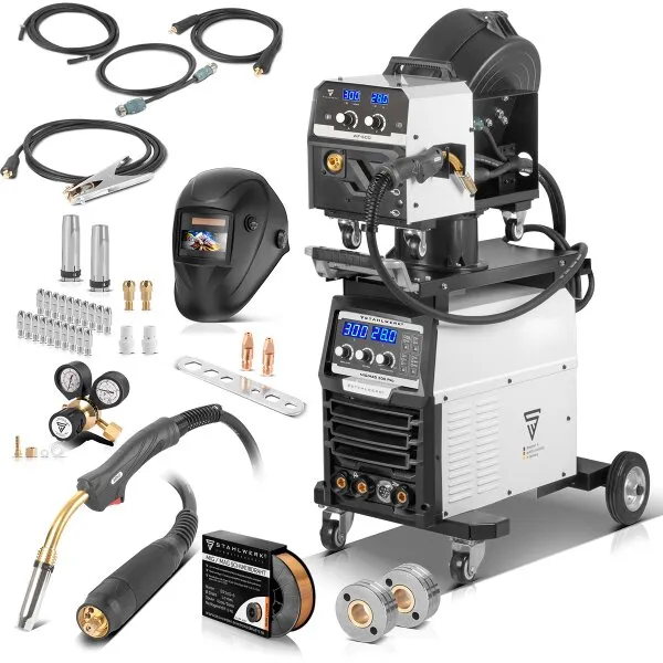 STAHLWERK LASAPPARAAT MIG MAG 300 PRO VOLLEDIG UITGERUST VOLLEDIG SYNERGISCHE IGBT OMVORMER MET 300 A EN PULSFUNCTIE 3IN1 COMB