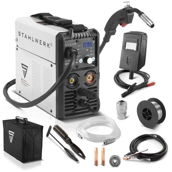 STAHLWERK MIG MAG 160 M IGBT LASAPPARAAT / VOLLEDIG SYNERGETISCH 5 IN 1 COMBINATIEAPPARAAT MET ECHTE 160 AMPèRE EN 2ROLS AANDR