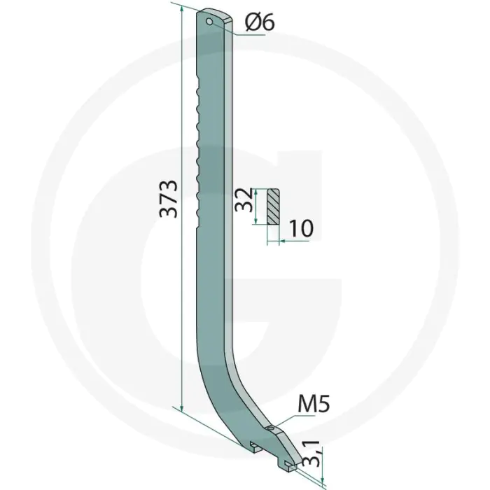 STIEL  LENGTE: 373MM, VIERKANT: 32 X 10  SCHMOTZER SCHOFFEL