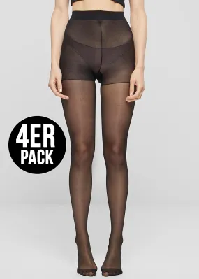 Urban Classics Dames 4-Pack 30 Denier Panty zwart