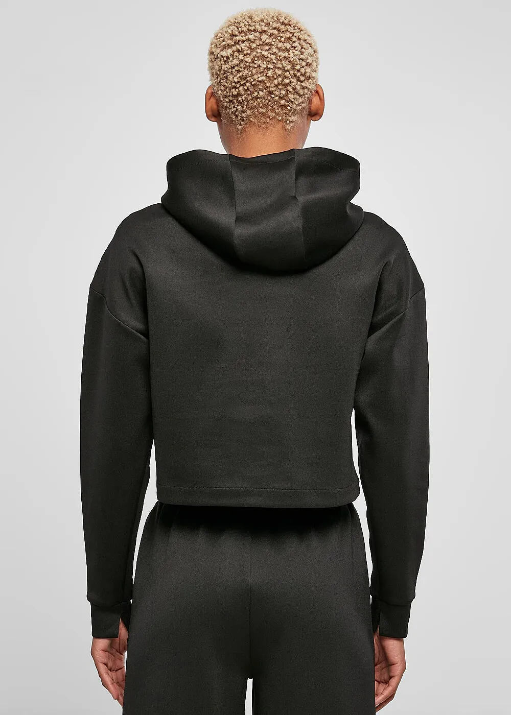 Urban Classics Dames Crop Basic Hoodie zwart