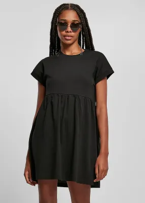 Urban Classics Dames Jurk in T-Shirt Design met Plissérok zwart
