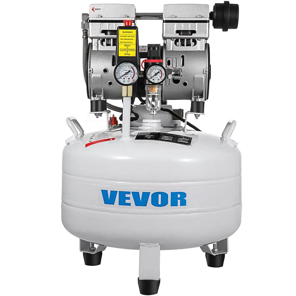 VEVOR Luchtcompressor Stille Compressor Olievrije Compressor Pomp Draagbaar 850 W Bandenpomp Olievrije 8 Bar Olievrije Draagbare