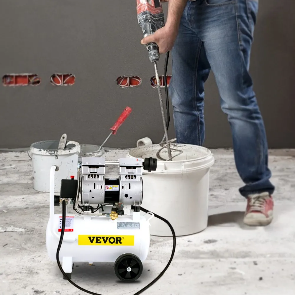 VEVOR Stille Compressor Tank 18 L Stille Luchtcompressor 850 W Draagbare Luchttank Gemaakt van Gelegeerd Staal met eén Druk Mete